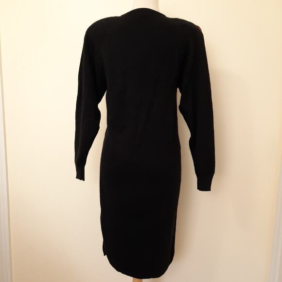 NWT VTG  Long Sleeve Short Sweater Dress Sz Small Black Beaded Rhinestone Detail - Picture 6 of 11